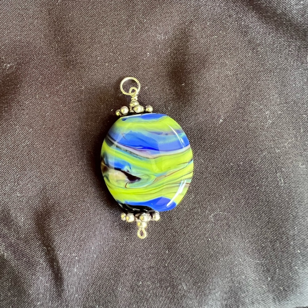 Lampwork Pendant Green and Blue